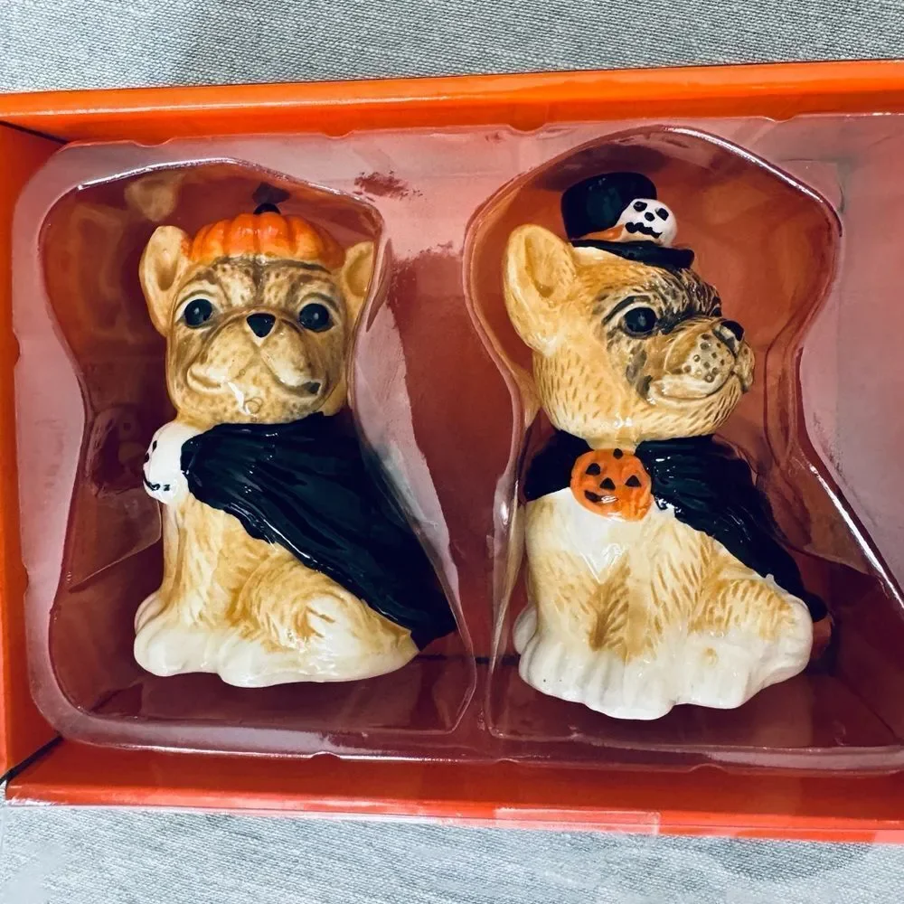 Halloween Frenchie Dog Costume Salt & Pepper Shakers Set